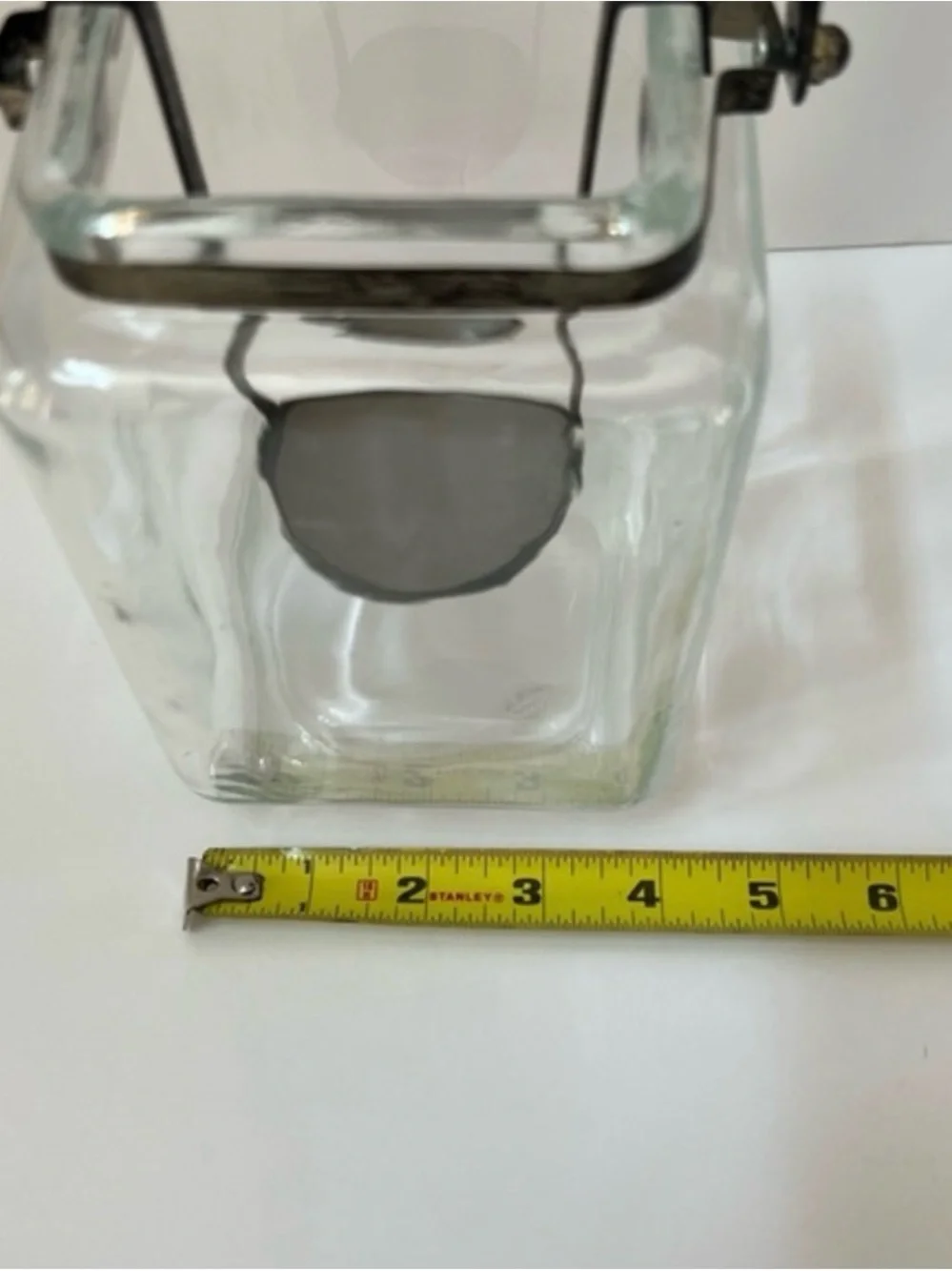 Clear Glass Lantern Vase Candle Holder with Antique Brass Handle
